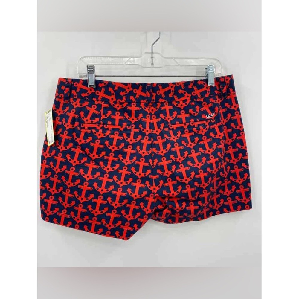 Vineyard Vines Size 10 Navy Blue Shorts with Red Anchor Print Cotton and Spandex - Picture 2 of 5